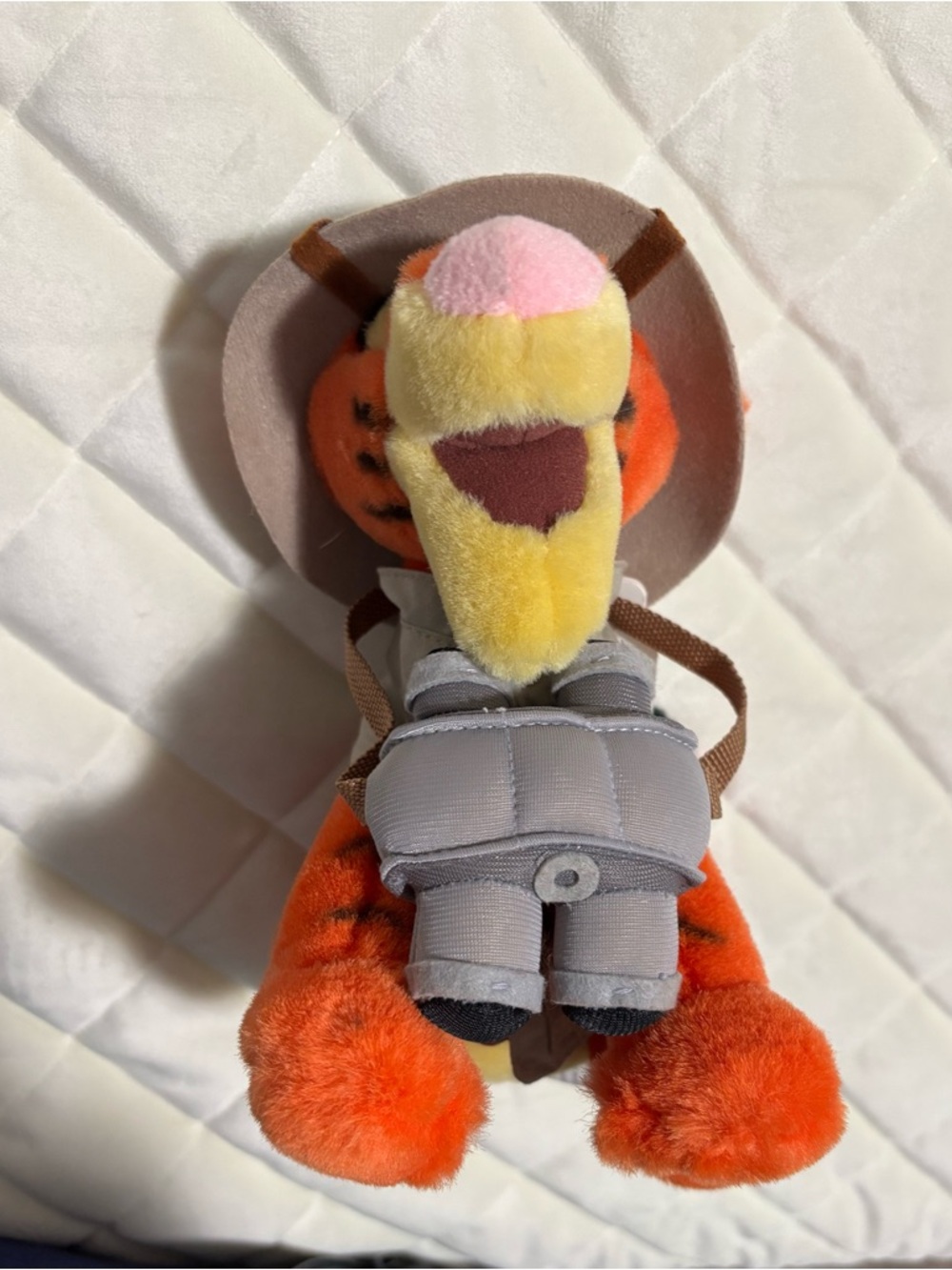 Vintage Orange Tigger Plush with Explorer Hat and Backpack